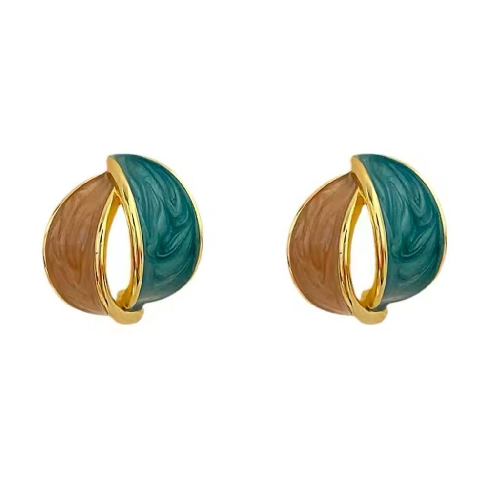 Chic Gold and Teal Earrings - Picture 2 of 4
